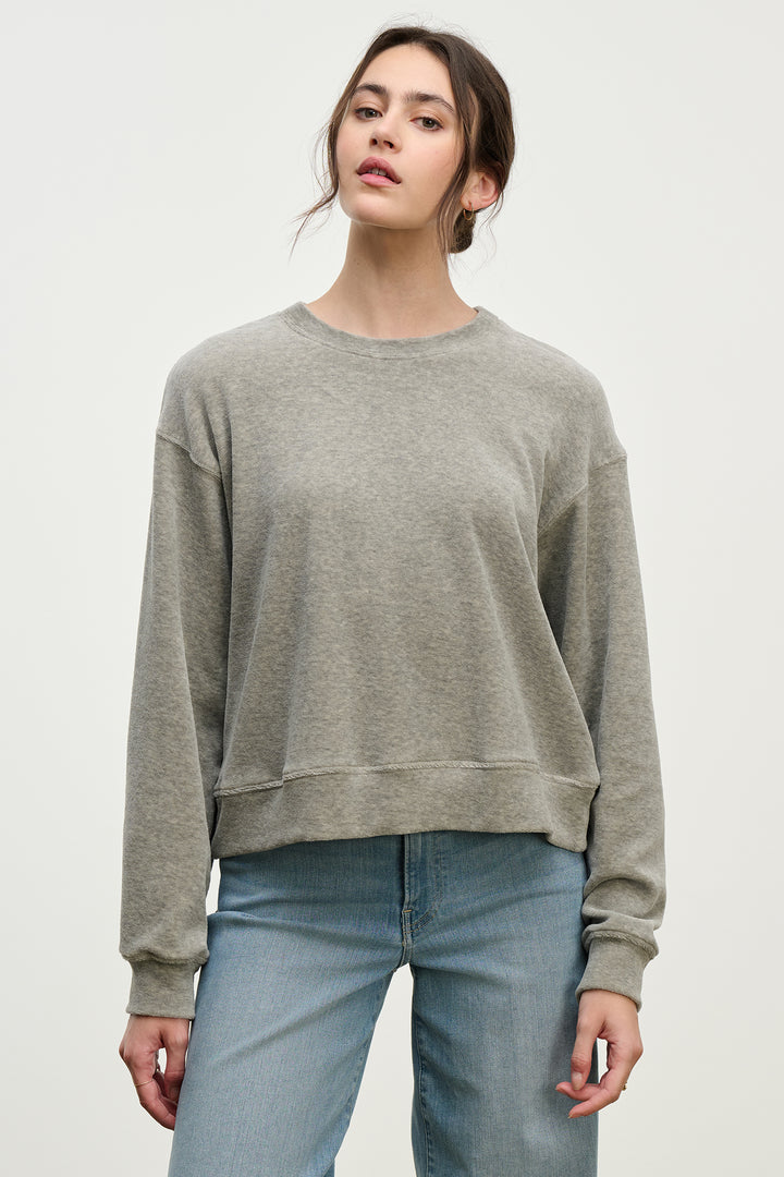 HALIMA COTTON VELOUR TOP - VELVET