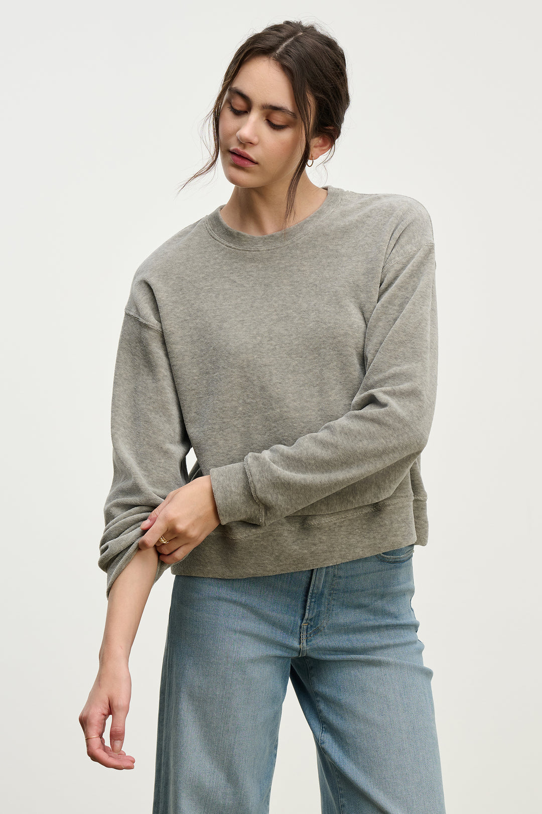 HALIMA COTTON VELOUR TOP - VELVET