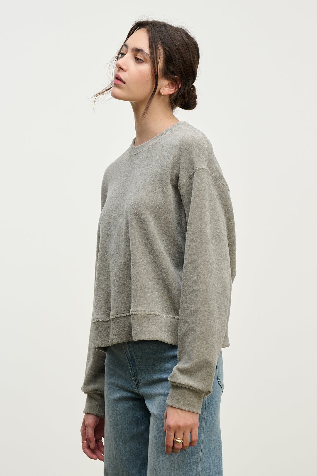 HALIMA COTTON VELOUR TOP - VELVET