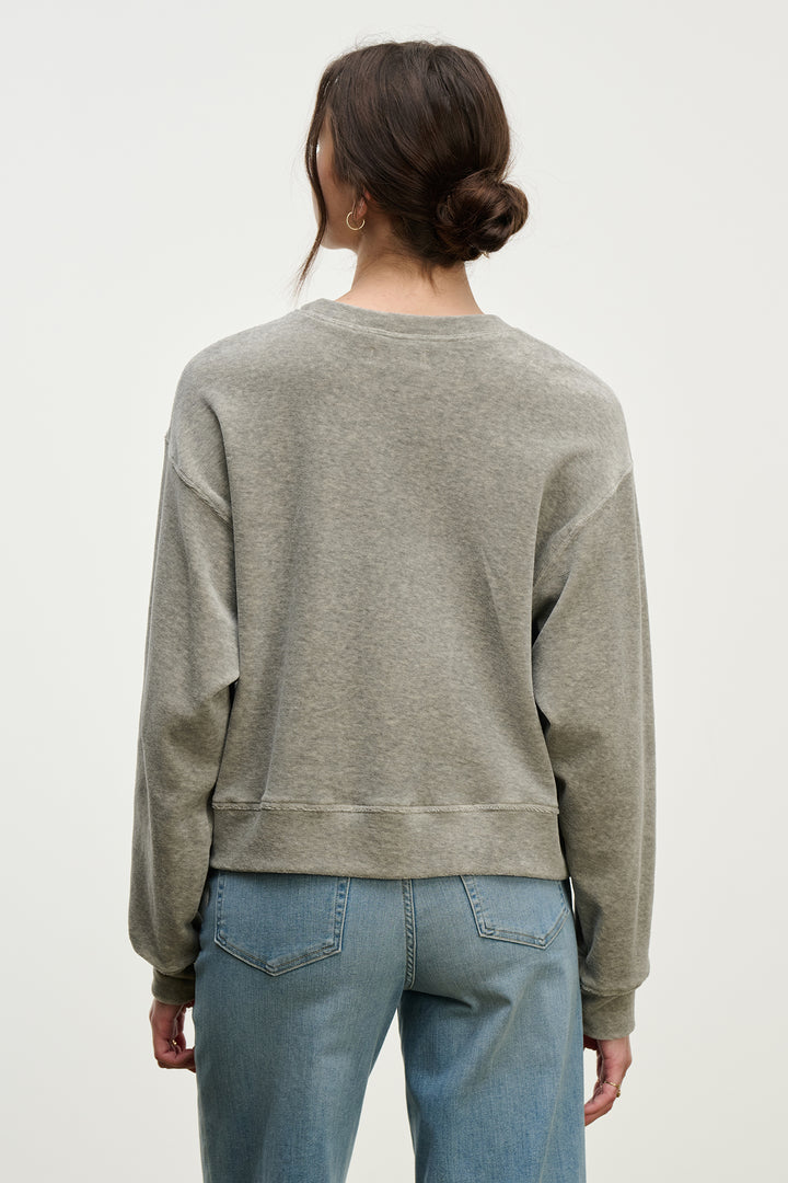 HALIMA COTTON VELOUR TOP - VELVET