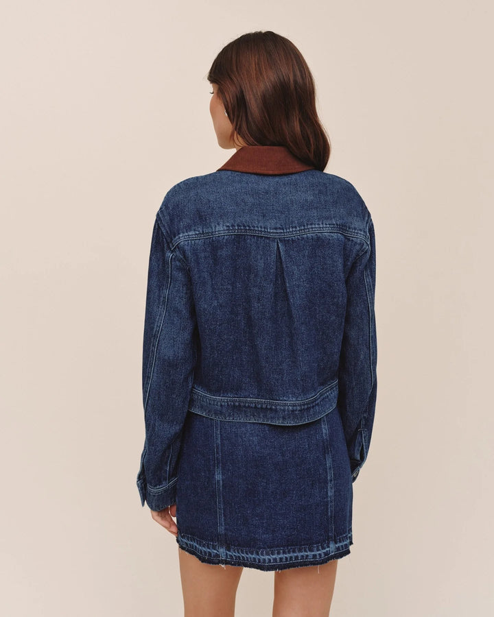 CROP ZIP UP BARN JACKET (DARK RINSE WASH) - BELLA DAHL