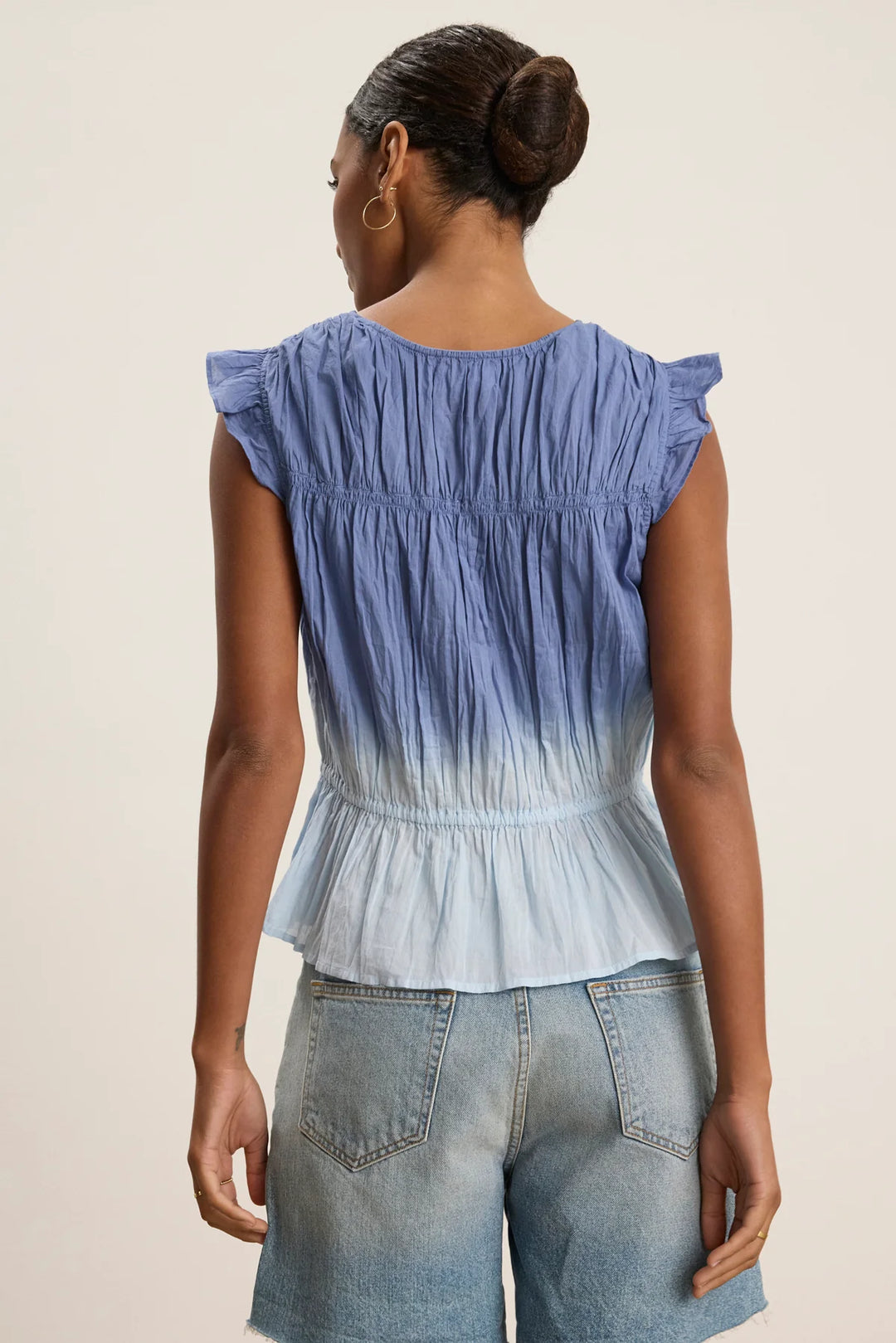 KAIA DIP DYE CRINKLE VOILE TOP - VELVET