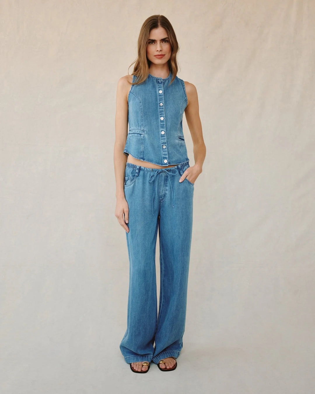 DRAWSTRING JEAN (MEDIUM VINTAGE WASH) - BELLA DAHL