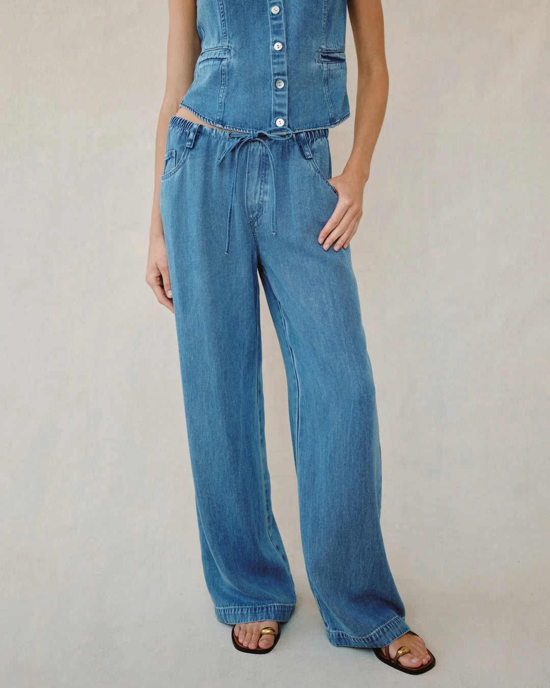 DRAWSTRING JEAN (MEDIUM VINTAGE WASH) - BELLA DAHL