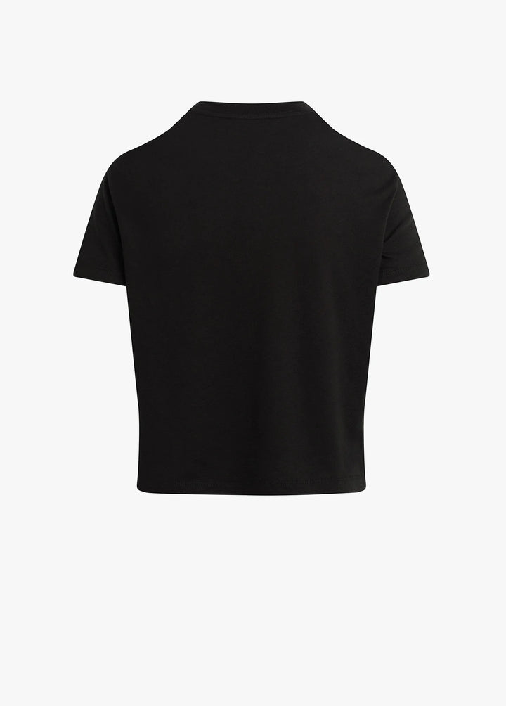 THE CROPPED COLLEGIATE TEE (BLACK/PALE PINK) - FAVORITE DAUGHTER