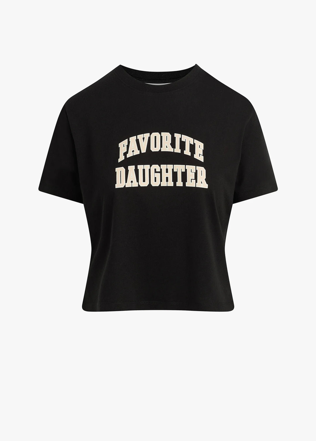 THE CROPPED COLLEGIATE TEE (BLACK/PALE PINK) - FAVORITE DAUGHTER