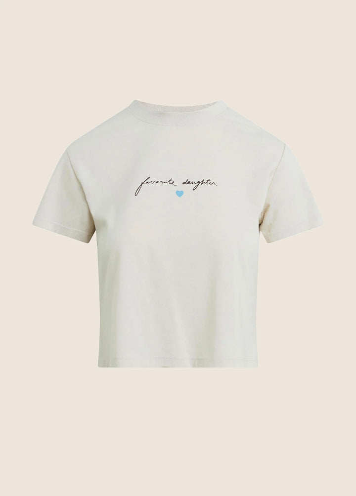 CROPPED SIGNATURE CHEST TEE(PUMICE ESPRESSO) - FAVORITE DAUGHTER