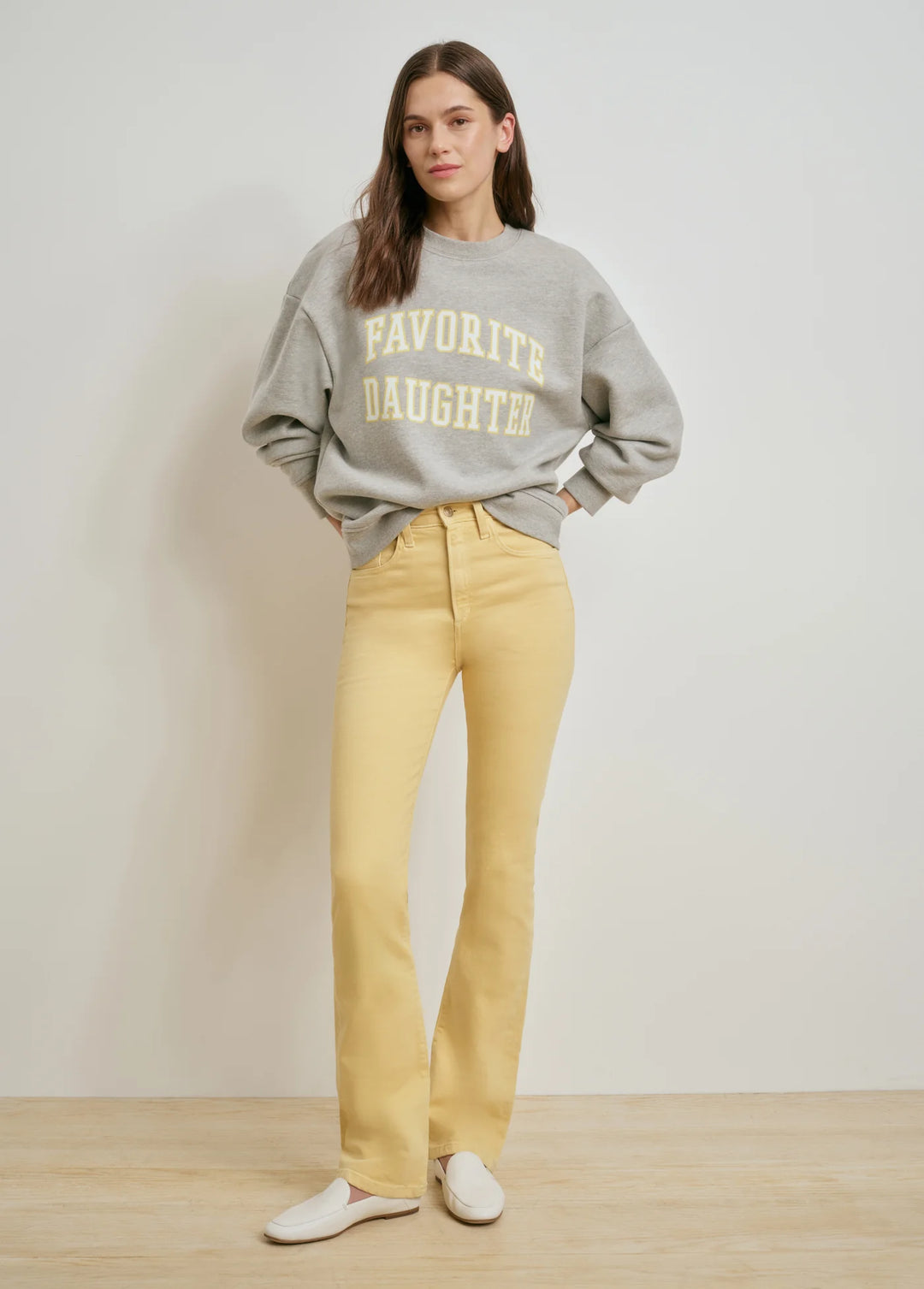 THE COLLEGIATE SWEATSHIRT (HEATHER GREY/GOLDEN) - FAVORITE DAUGHTER