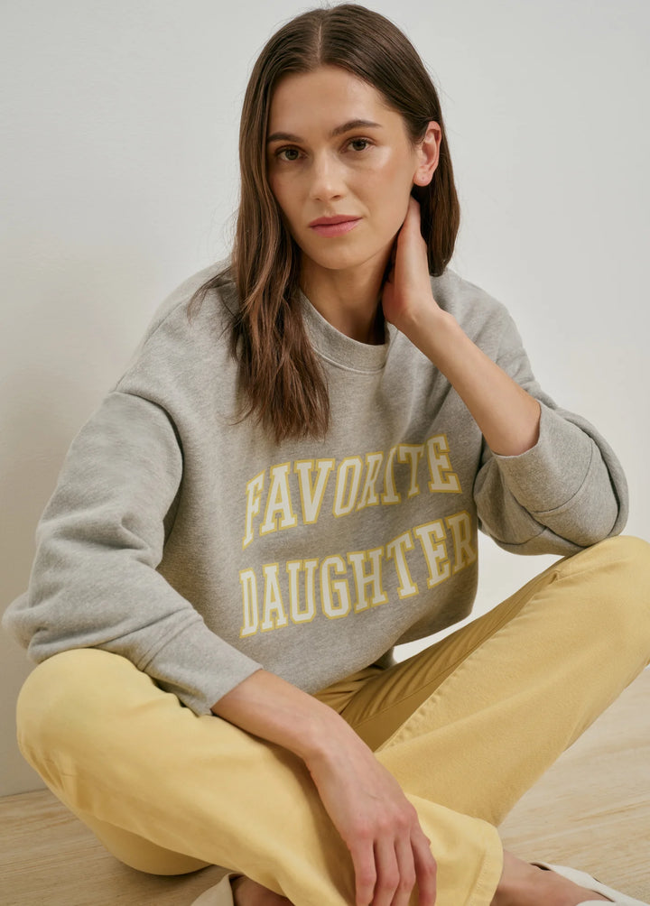 THE COLLEGIATE SWEATSHIRT (HEATHER GREY/GOLDEN) - FAVORITE DAUGHTER