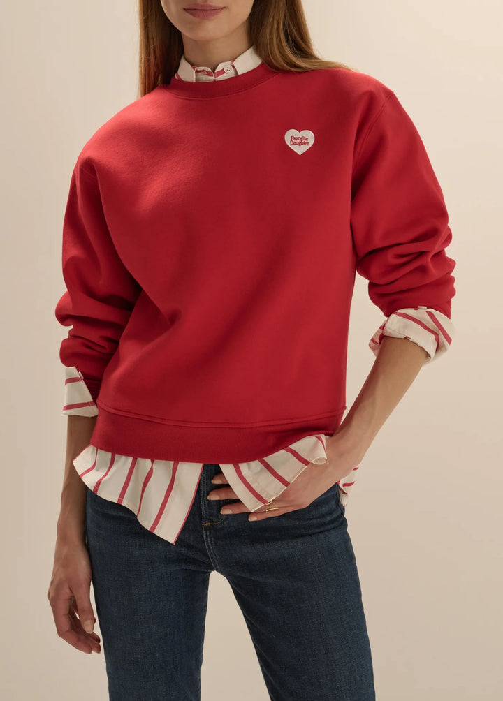 EMBROIDERED HEART SWEATSHIRT (CHERRY WHITE) - FAVORITE DAUGHTER
