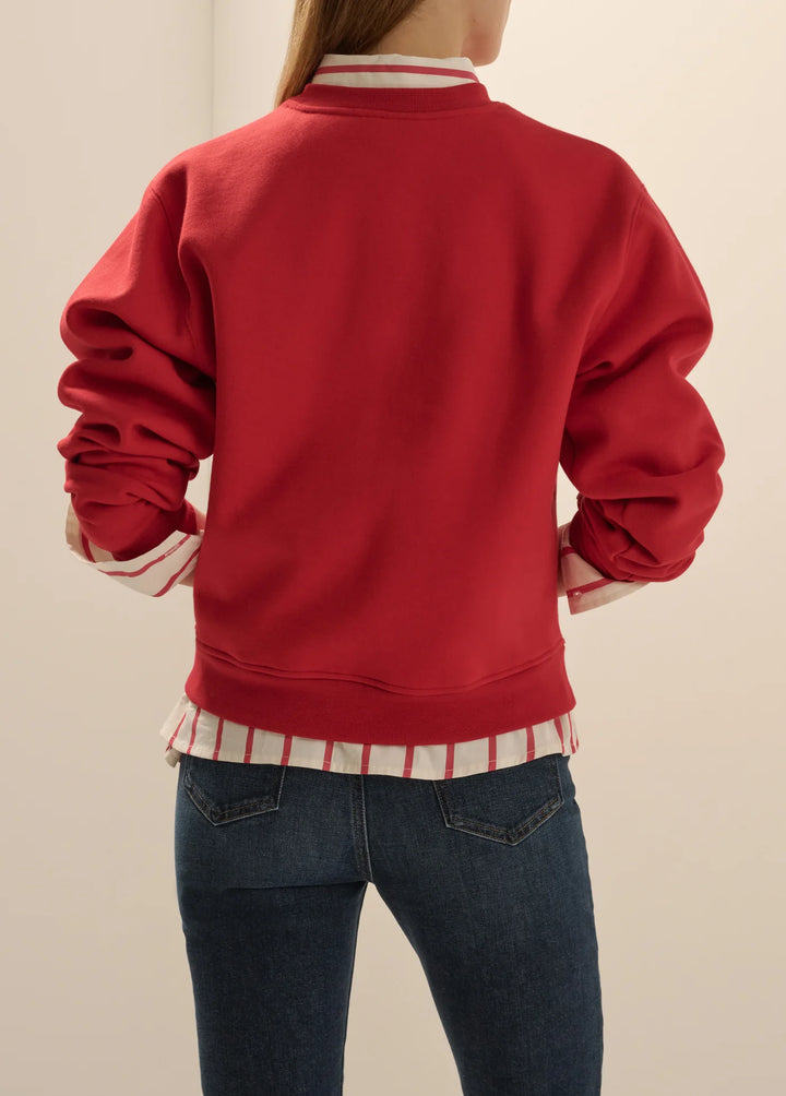 EMBROIDERED HEART SWEATSHIRT (CHERRY WHITE) - FAVORITE DAUGHTER