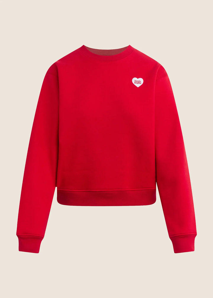 EMBROIDERED HEART SWEATSHIRT (CHERRY WHITE) - FAVORITE DAUGHTER