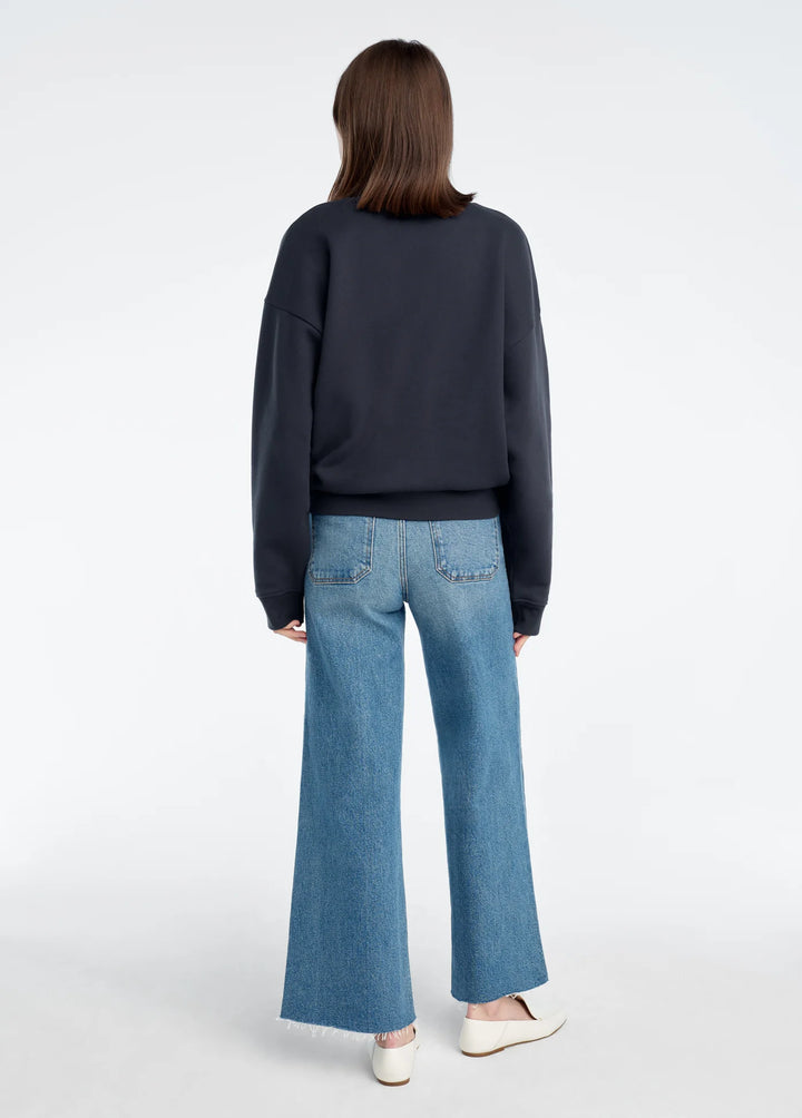 THE VARSITY EMBROIDERED SWEATSHIRT (NAVY/WHITE) - FAVORITE DAUGHTER