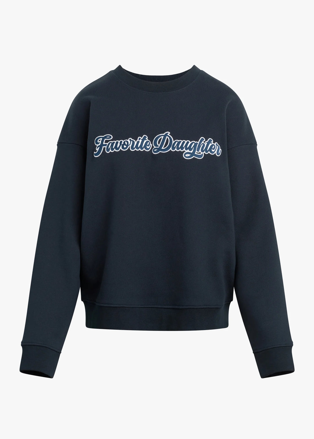 THE VARSITY EMBROIDERED SWEATSHIRT (NAVY/WHITE) - FAVORITE DAUGHTER