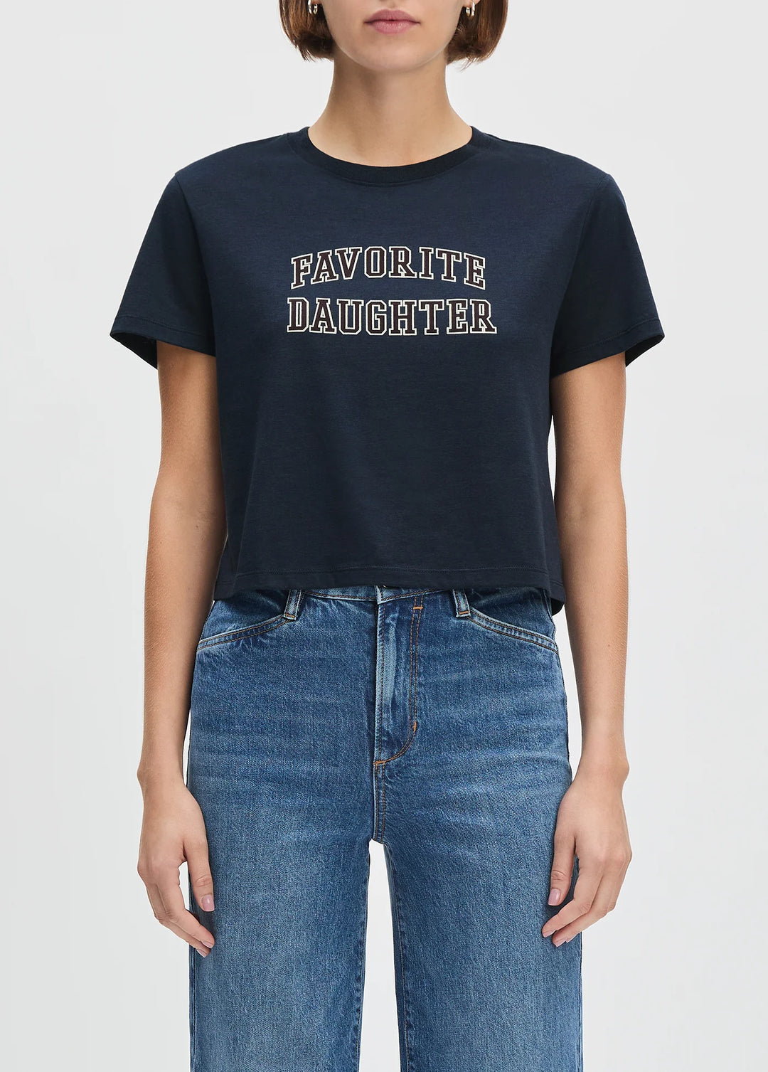 CROPPED COLLEGIATE TEE (NAVY/BURGUNDY) - FAVORITE DAUGHTER