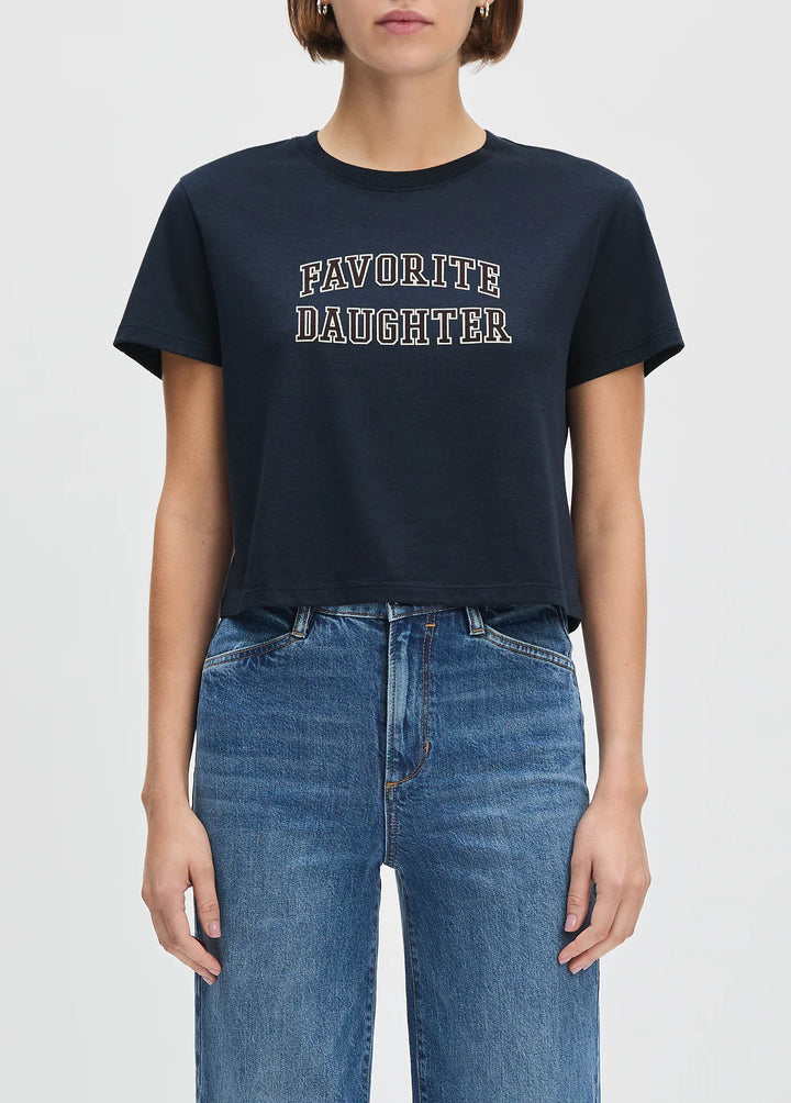 CROPPED COLLEGIATE TEE (NAVY/BURGUNDY) - FAVORITE DAUGHTER