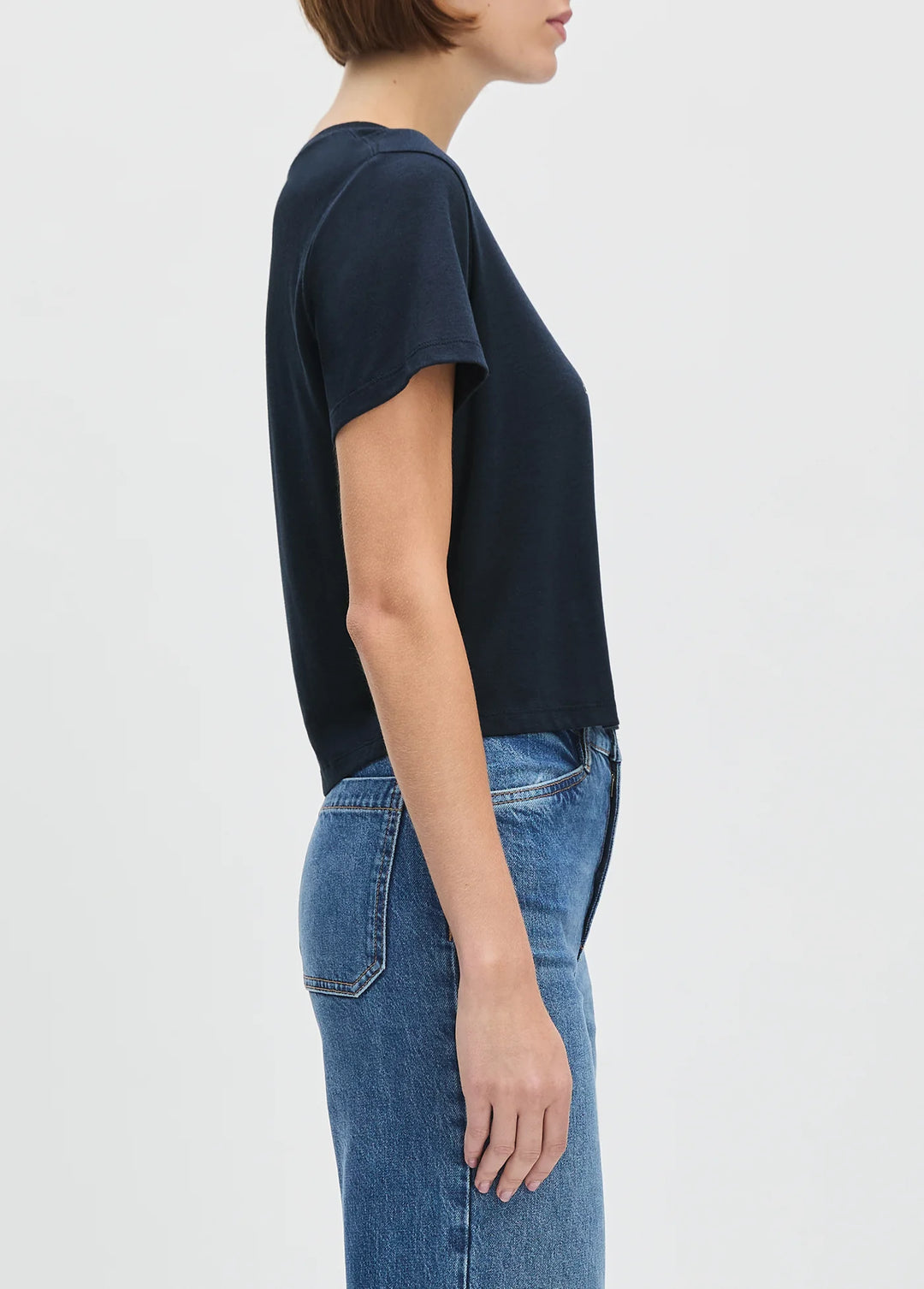 CROPPED COLLEGIATE TEE (NAVY/BURGUNDY) - FAVORITE DAUGHTER