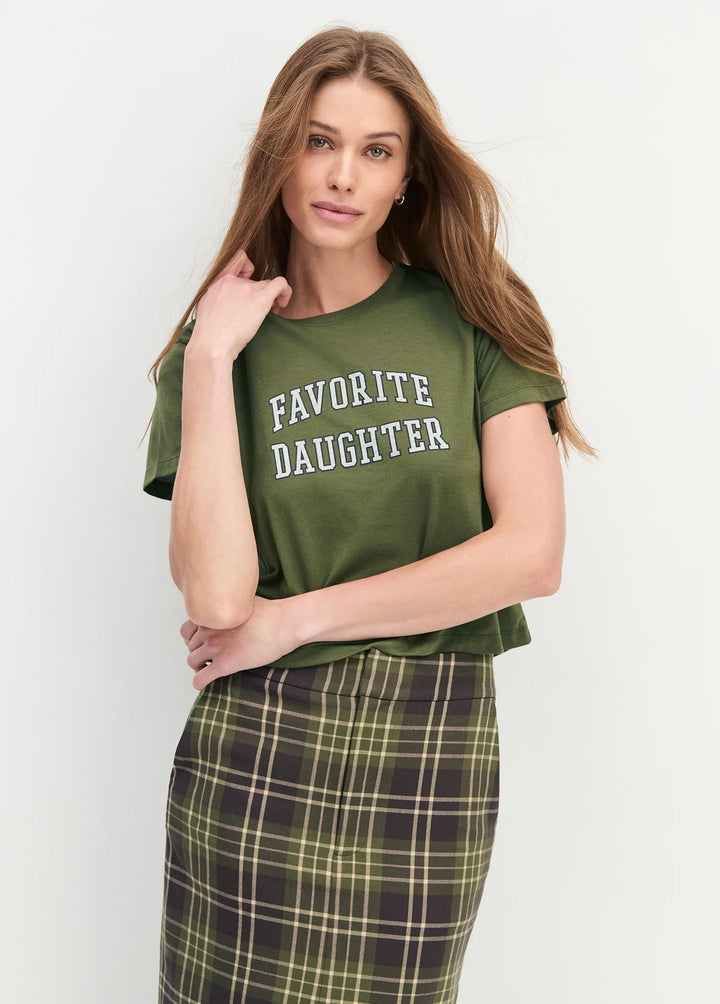 CROPPED COLLEGIATE TEE (SMOKETREE/GARDENIA) - FAVORITE DAUGHTER