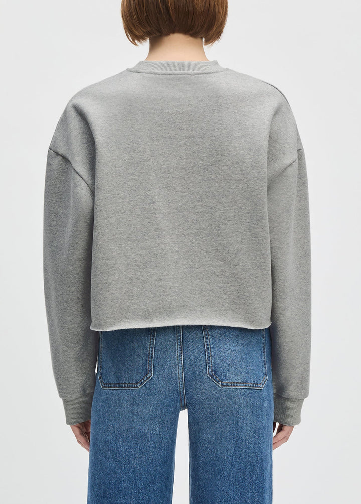 THE CROPPED COLLEGIATE SWEATSHIRT (GREY/BURGUNDY) - FAVORITE DAUGHTER