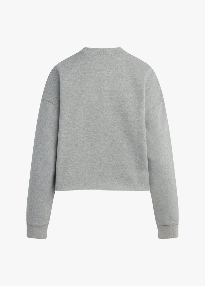 THE CROPPED COLLEGIATE SWEATSHIRT (GREY/BURGUNDY) - FAVORITE DAUGHTER