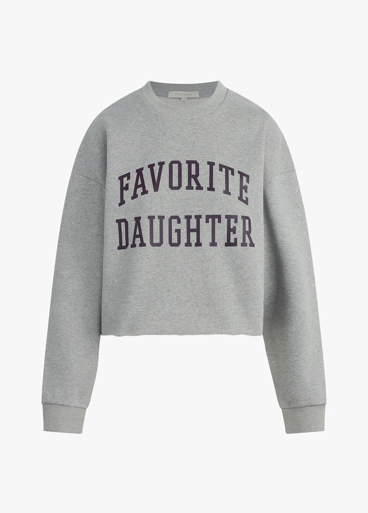 THE CROPPED COLLEGIATE SWEATSHIRT (GREY/BURGUNDY) - FAVORITE DAUGHTER