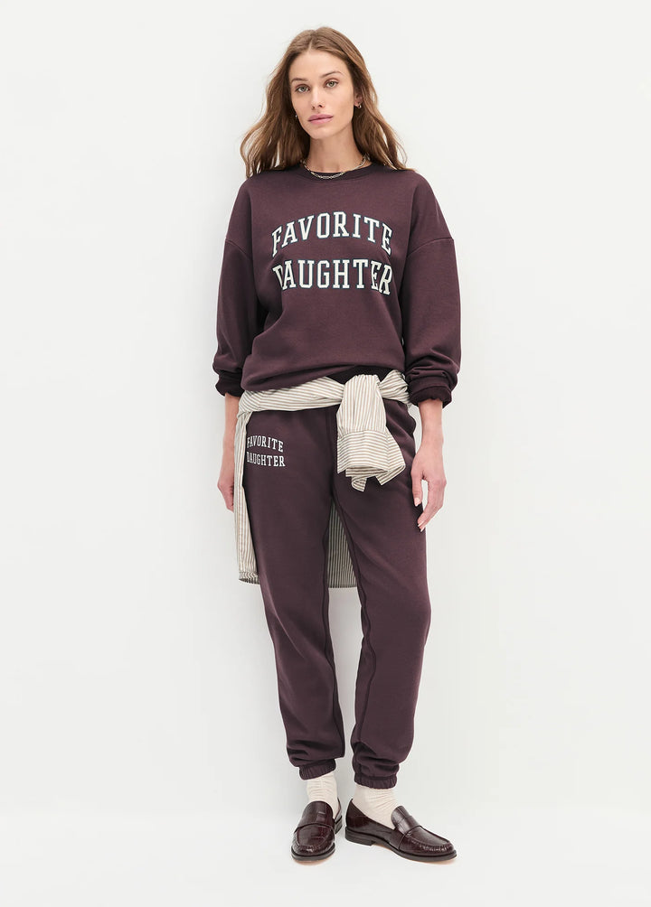 THE COLLEGIATE SWEATSHIRT (BURGUNDY/GARDENIA) - FAVORITE DAUGHTER