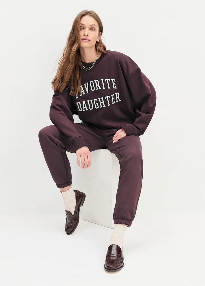 THE COLLEGIATE SWEATSHIRT (BURGUNDY/GARDENIA) - FAVORITE DAUGHTER