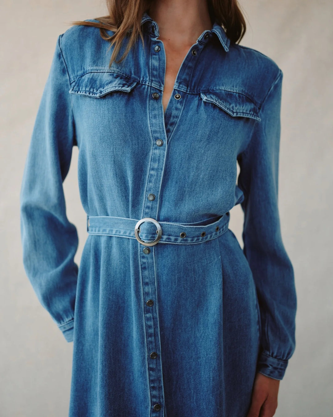FLAP POCKET BELTED SHIRT DRESS - BELLA DAHL