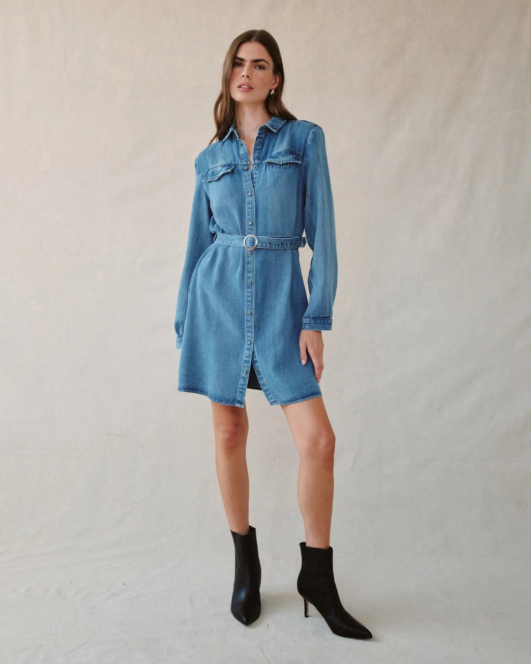 FLAP POCKET BELTED SHIRT DRESS - BELLA DAHL
