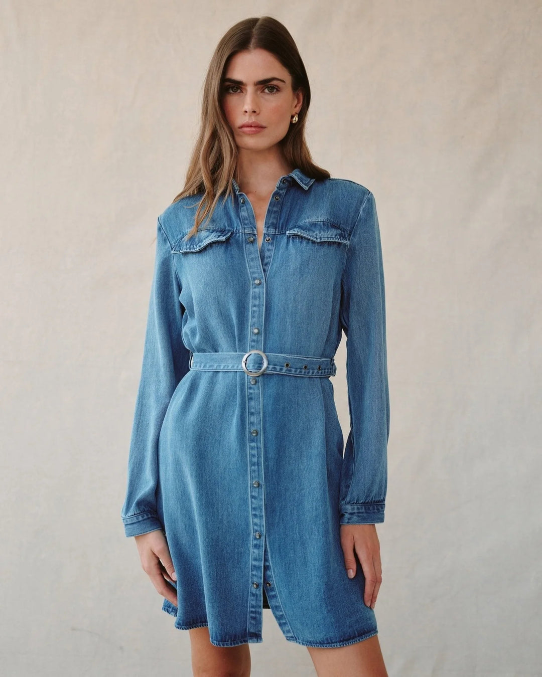 FLAP POCKET BELTED SHIRT DRESS - BELLA DAHL