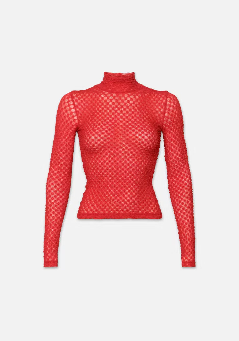 MESH LACE TURTLENECK (CHERRY RED) - FRAME