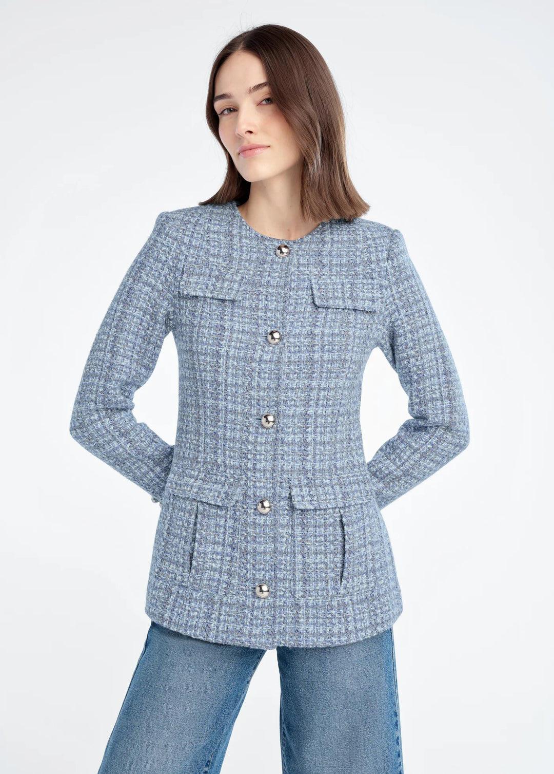 THE SPENCER JACKET (SKY BLUE TWEED) - FAVORITE DAUGHTER