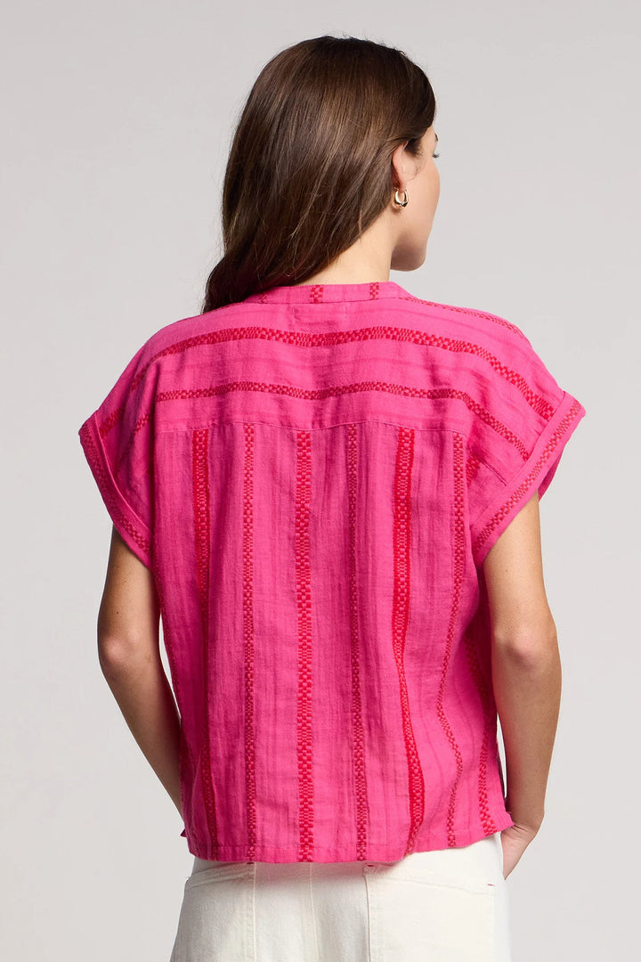 TALLULAH JACQUARD TOP (PINK/RED) - VELVET