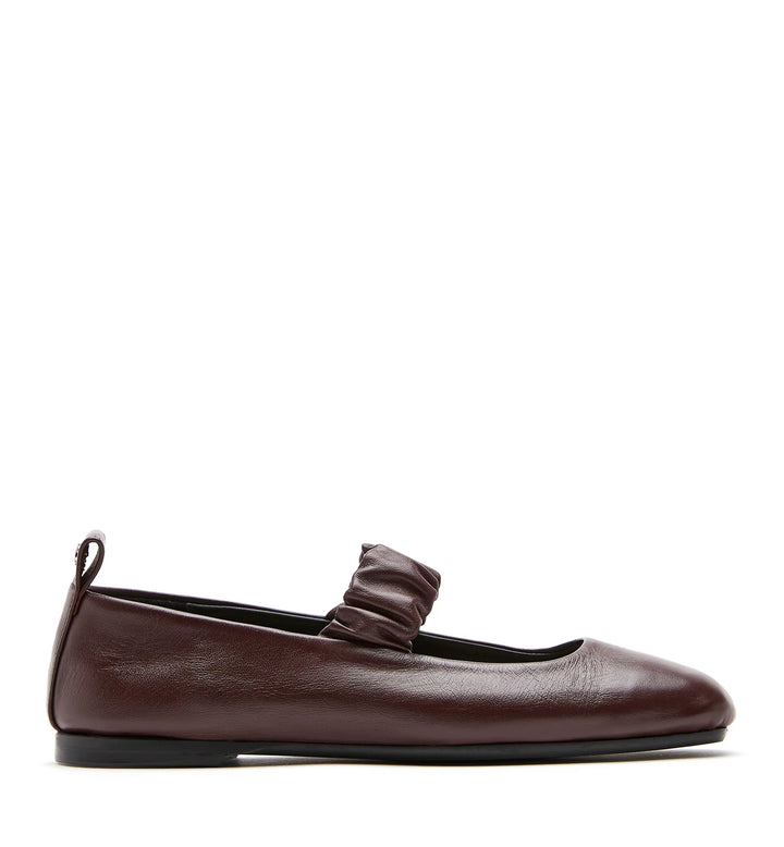 GRACIE SHEARLING-LINED MARY JANE FLATS (BORDEAUX) - LA CANADIENNE
