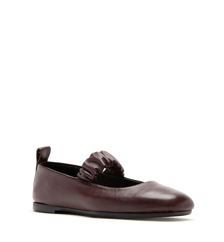 GRACIE SHEARLING-LINED MARY JANE FLATS (BORDEAUX) - LA CANADIENNE