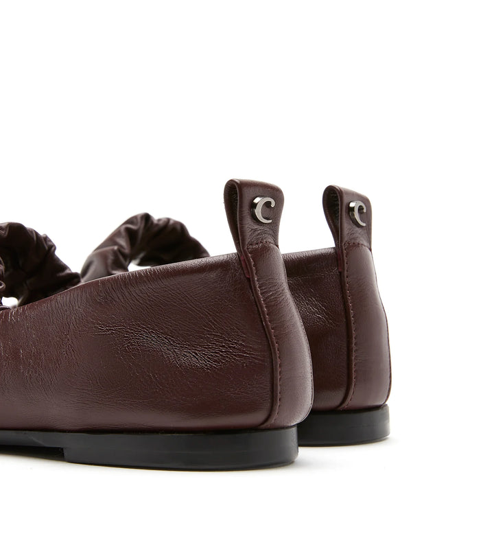 GRACIE SHEARLING-LINED MARY JANE FLATS (BORDEAUX) - LA CANADIENNE