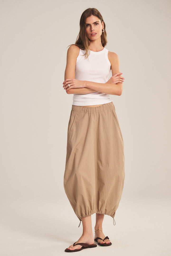 HOLLIS POPLIN MIX MEDIA SKIRT (SAHARA) - VELVET