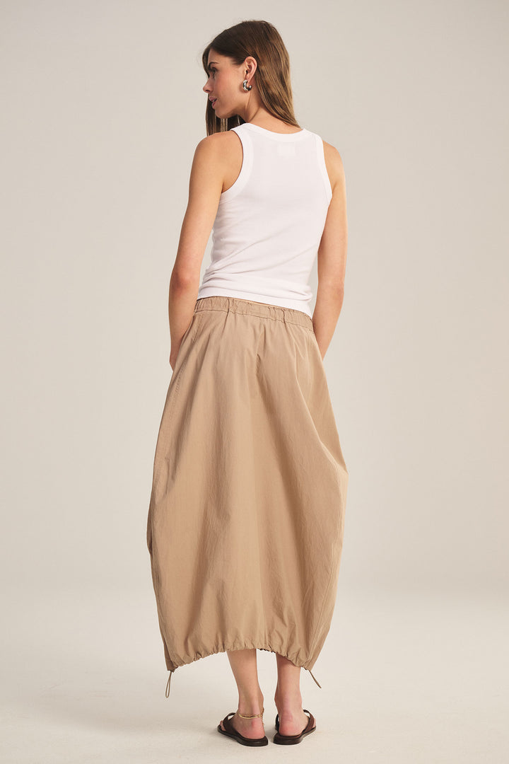 HOLLIS POPLIN MIX MEDIA SKIRT (SAHARA) - VELVET