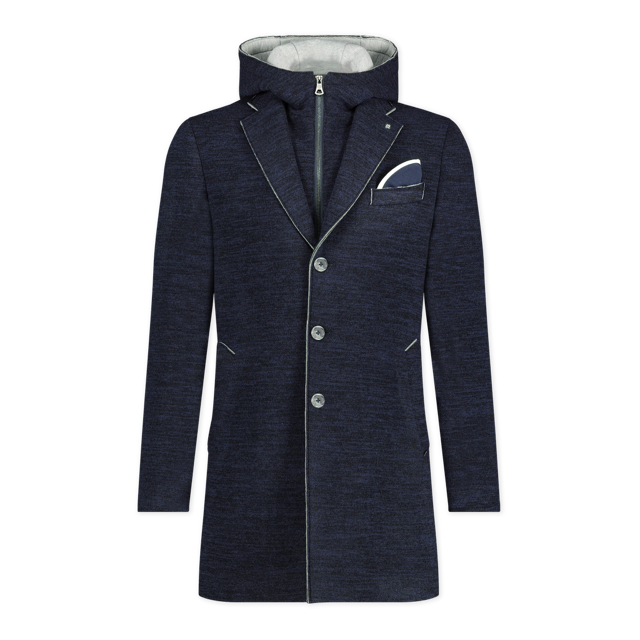 OVER COAT WITH REMOVABLE HOOD - BLUE INDUSTRY