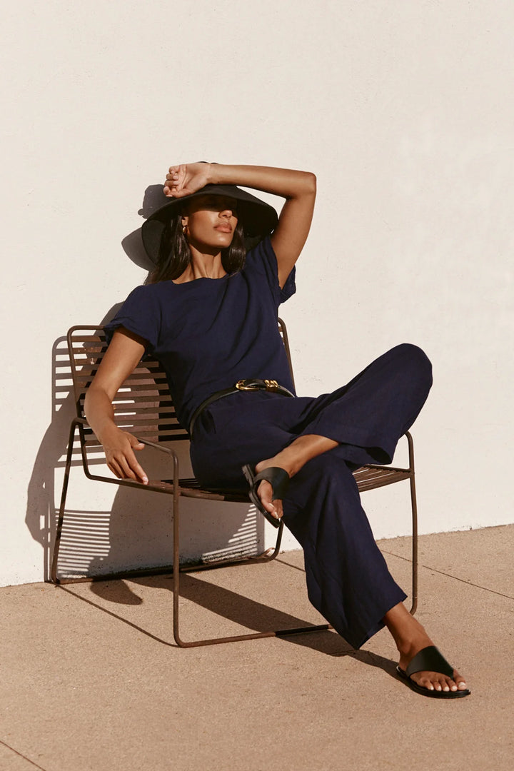 LOLA WOVEN LINEN PANT (SHADOW) - VELVET