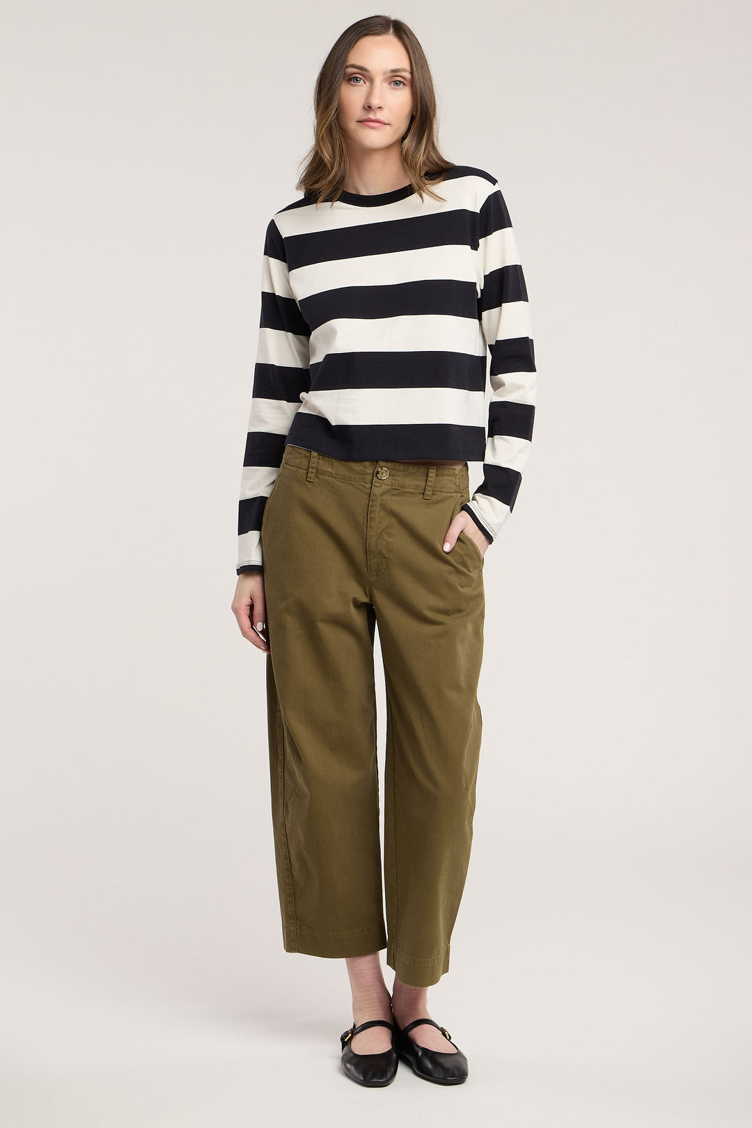 QUINNLEY JERSEY STRIPE TOP (BLACK/WHITE) - VELVET
