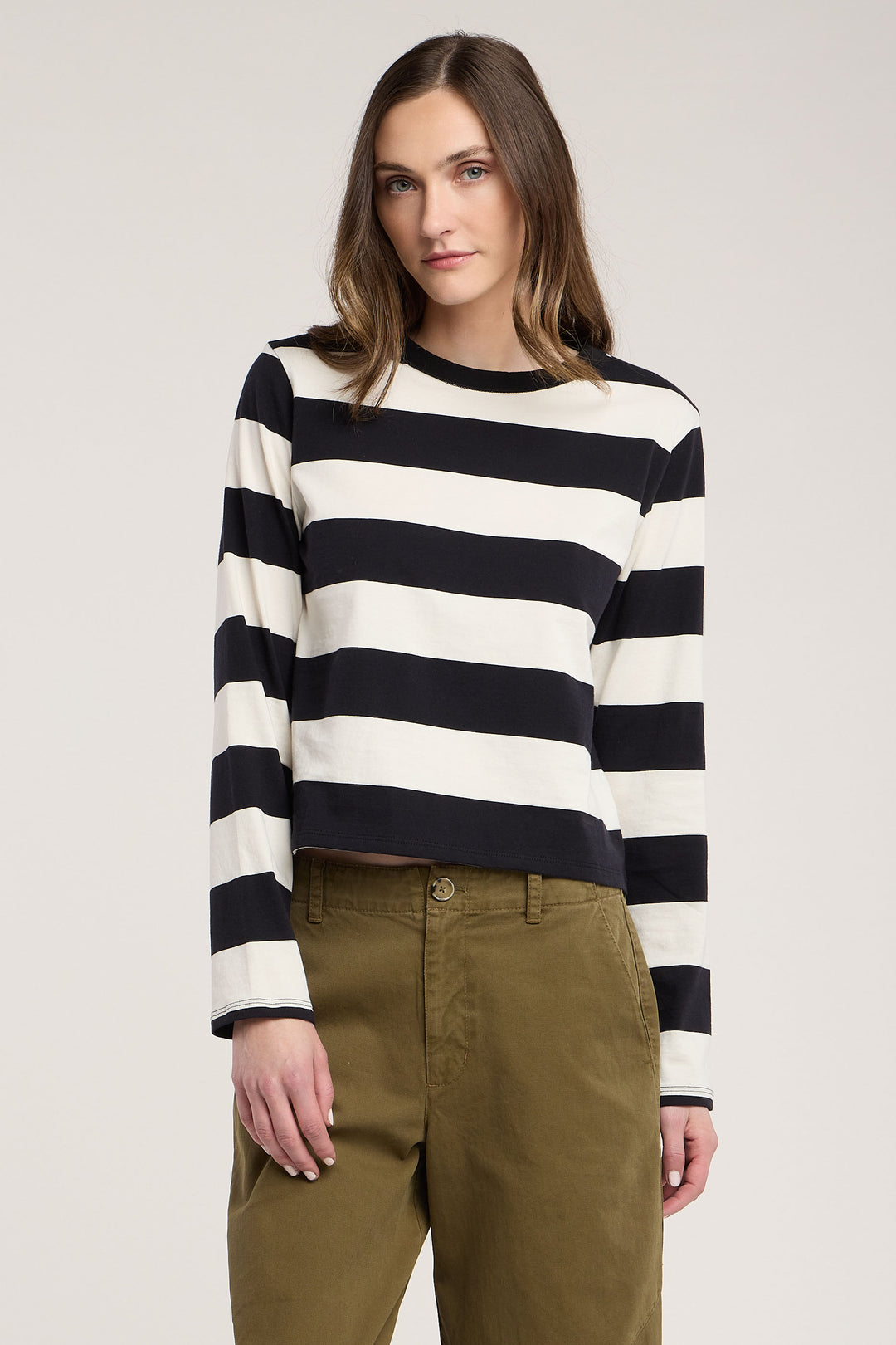 QUINNLEY JERSEY STRIPE TOP (BLACK/WHITE) - VELVET