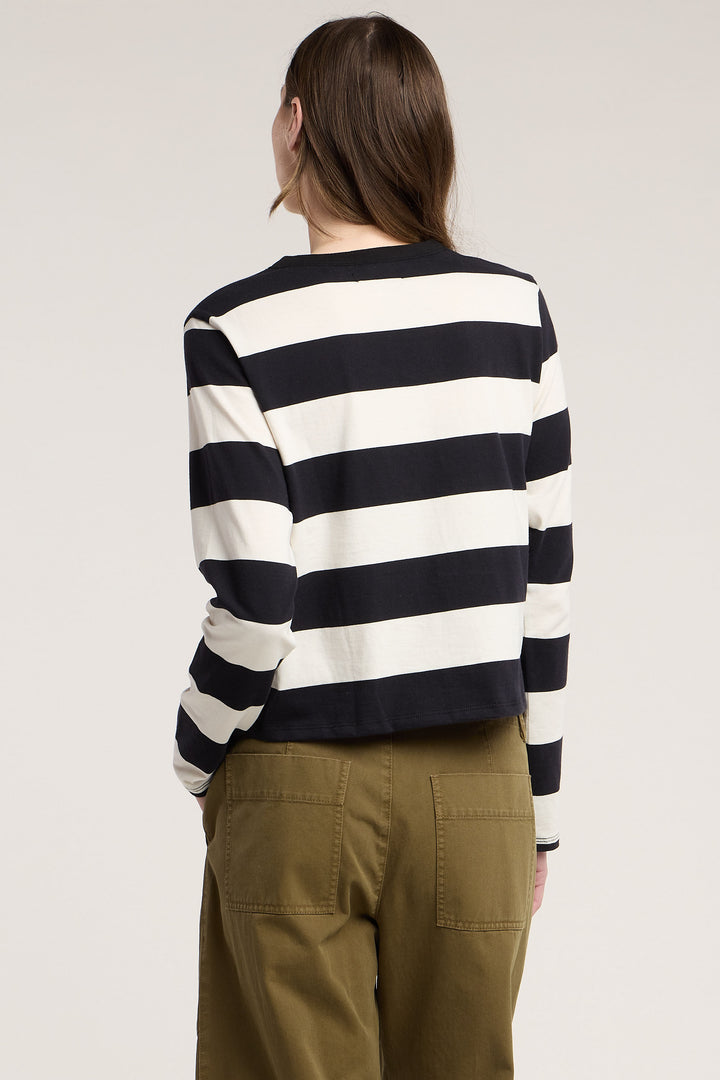 QUINNLEY JERSEY STRIPE TOP (BLACK/WHITE) - VELVET