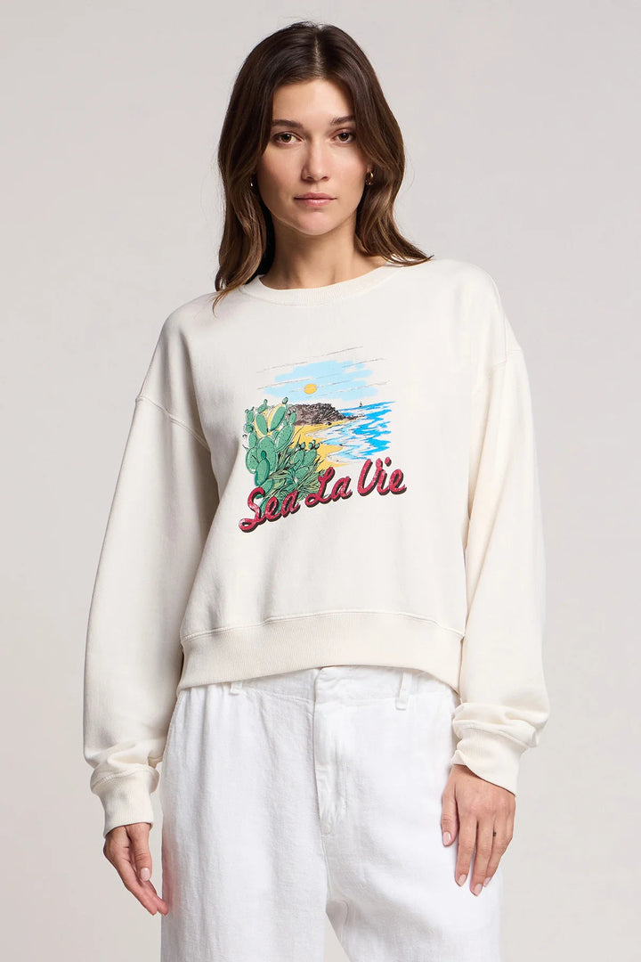 KENNA GRAPHIC FLEECE SWEATSHIRT (SEA LA VIE) - VELVET