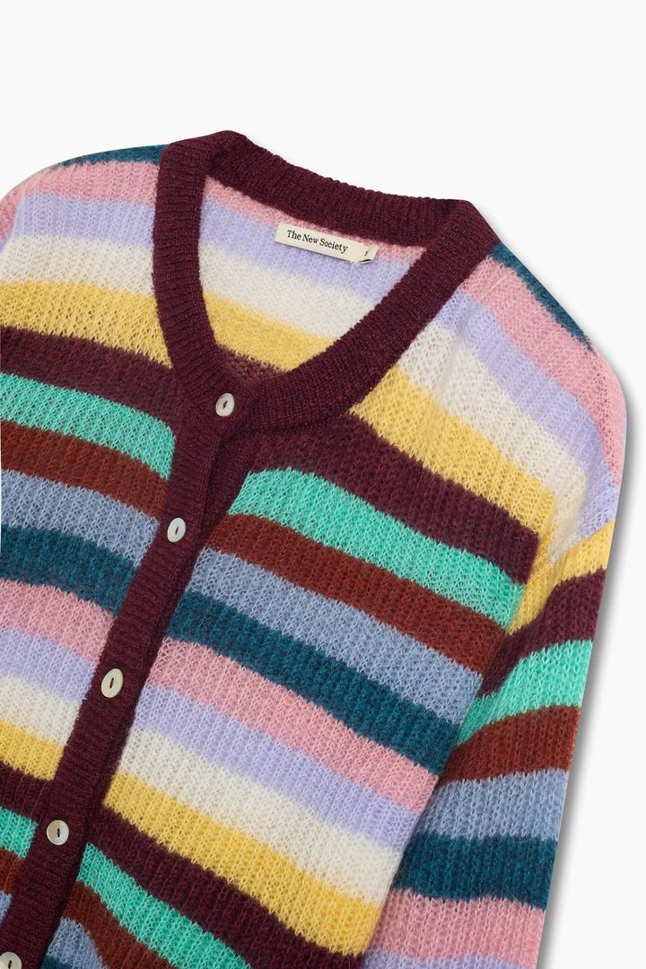 JULIA STRIPED CARDIGAN (WINETESTING STRIPE) - THE NEW SOCIETY