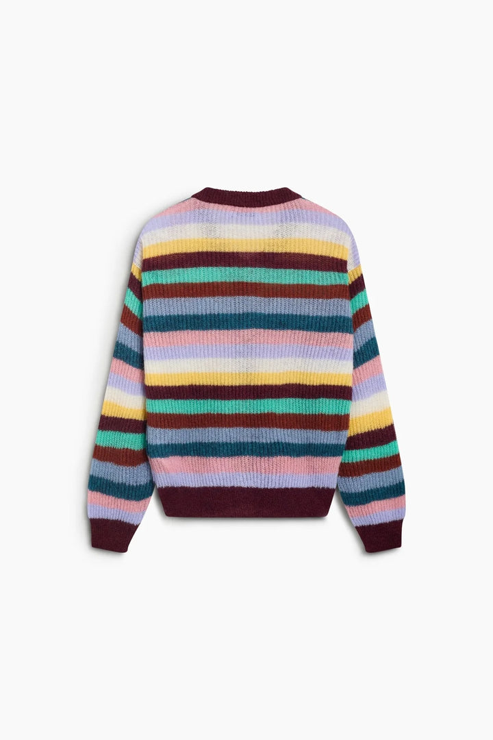 JULIA STRIPED CARDIGAN (WINETESTING STRIPE) - THE NEW SOCIETY