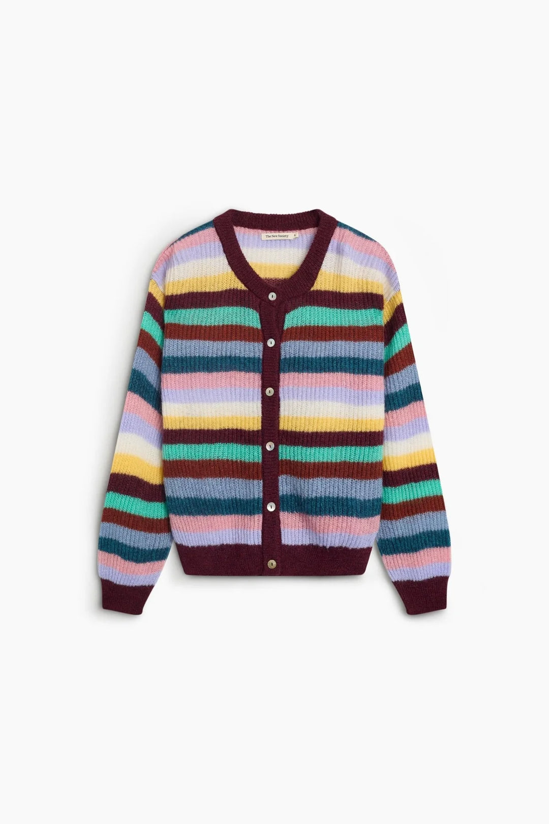 JULIA STRIPED CARDIGAN (WINETESTING STRIPE) - THE NEW SOCIETY