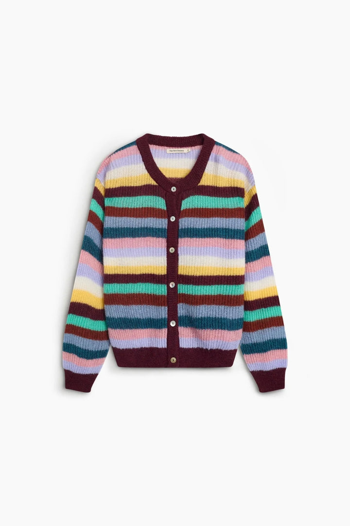 JULIA STRIPED CARDIGAN (WINETESTING STRIPE) - THE NEW SOCIETY