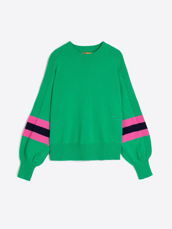 PUNTOSTRIPE WOOL BLEND SWEATER (GREEN & PINK) - VILAGALLO
