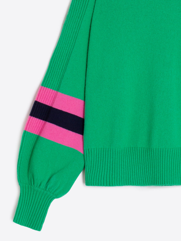 PUNTOSTRIPE WOOL BLEND SWEATER (GREEN & PINK) - VILAGALLO